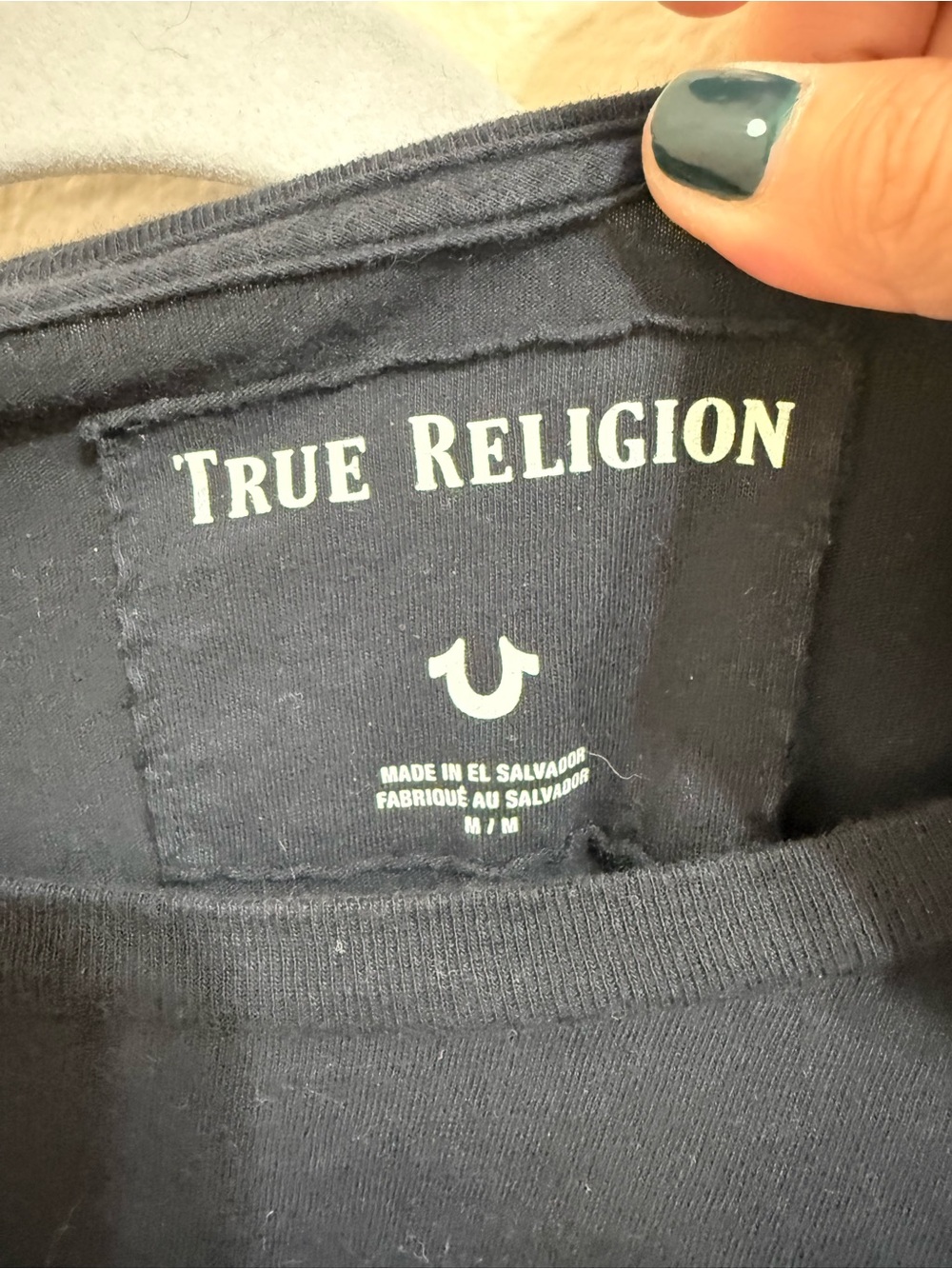 True Religion Black Distressed Graphic Tshirt size medium - Picture 3 of 3